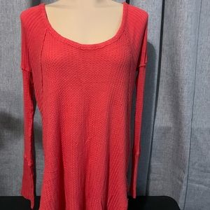 Free People Pink Oversized Loose Knit Pullover Raglan Sweater Womens Size M